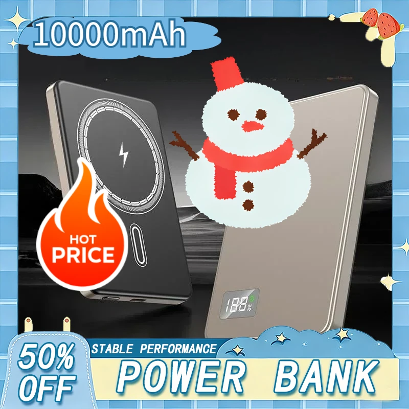

10000mAh Wireless Magnetic Power Bank Fast Charging Portable PD22.5W External Battery for Magsafe for iPhone17 Samsung Xiaomi