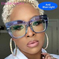 New Luxury Oversized Frame Cat Eye Glasses Men Women Fashion Brand Designer Reading Computer Anti Blue Light Eyeglasses Unisex