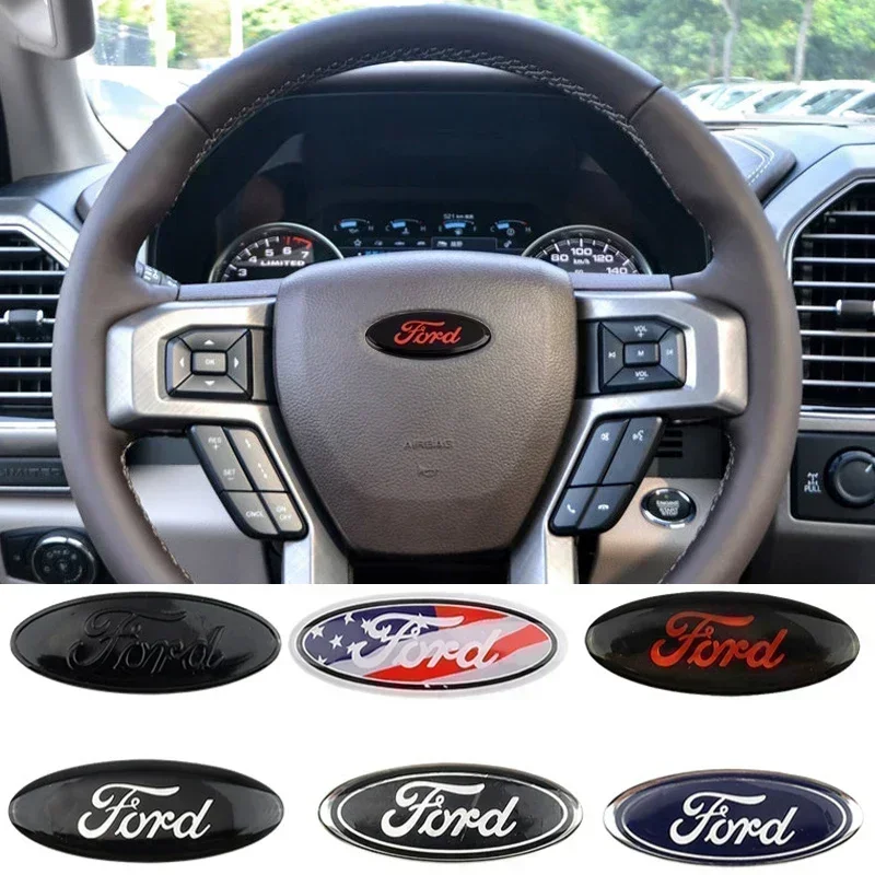 For Focus Ranger Mondeo Mk3 Escape Fiesta Edge Kuga Fusion Ecosport Roush Explorer Car Steering Wheel Logo Emblem Cover Sticker