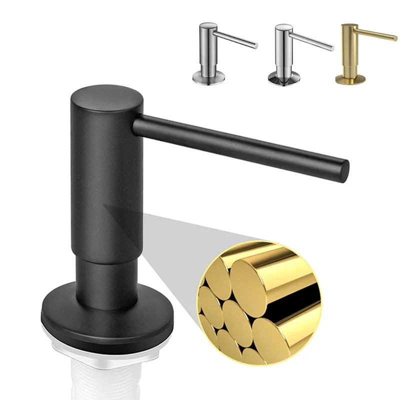 

Brass Brushed Nickel Built-In Pump Liquid Soap Dispensers With 500ml Bottle Soap Dispenser Black Kitchen Sink Soap Dispenser
