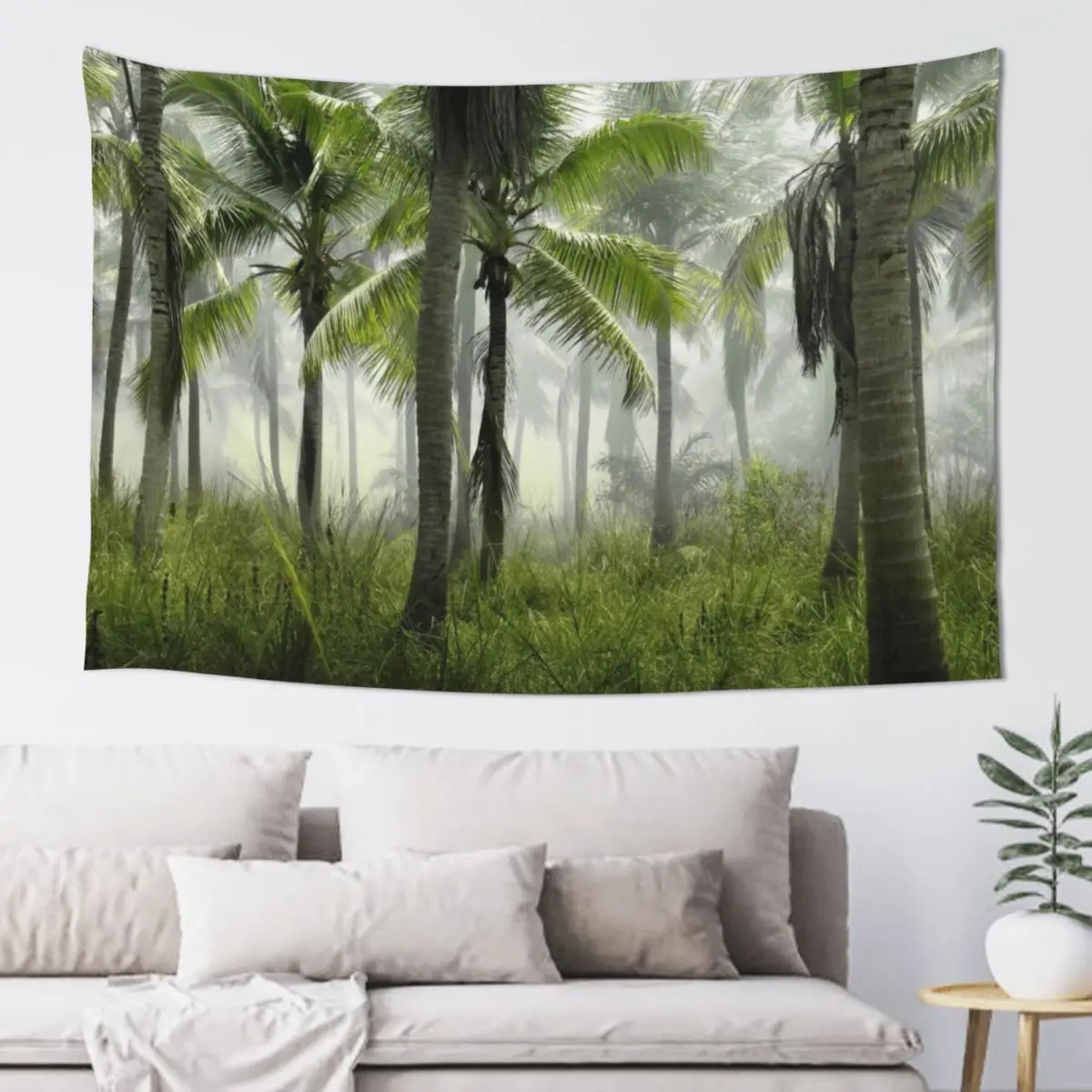 

Palm Trees at Sunrise - Foggy Forest Tapestry Outdoor Decoration Bedroom Decoration Mushroom Decorations For Room Tapestry
