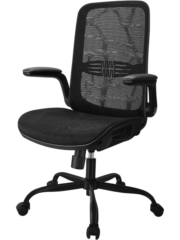 Ergonomic Office Chair, Comfy Mesh Computer Desk Chair, Mesh Back Adjustable Lumbar Support, Tilt Function，Flip-up Armrests