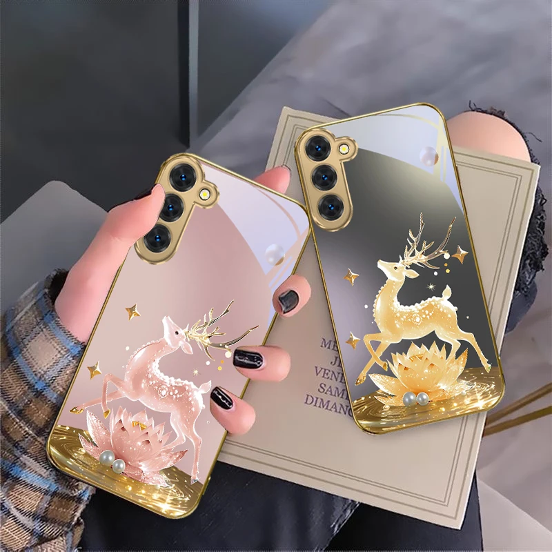 

Brilliant golden deer For Samsung Galaxy S20 FE S21 S22 S23 Plus S24 Ultra 25Ultra S21+ S9+ S22Plus Golden glass phone case