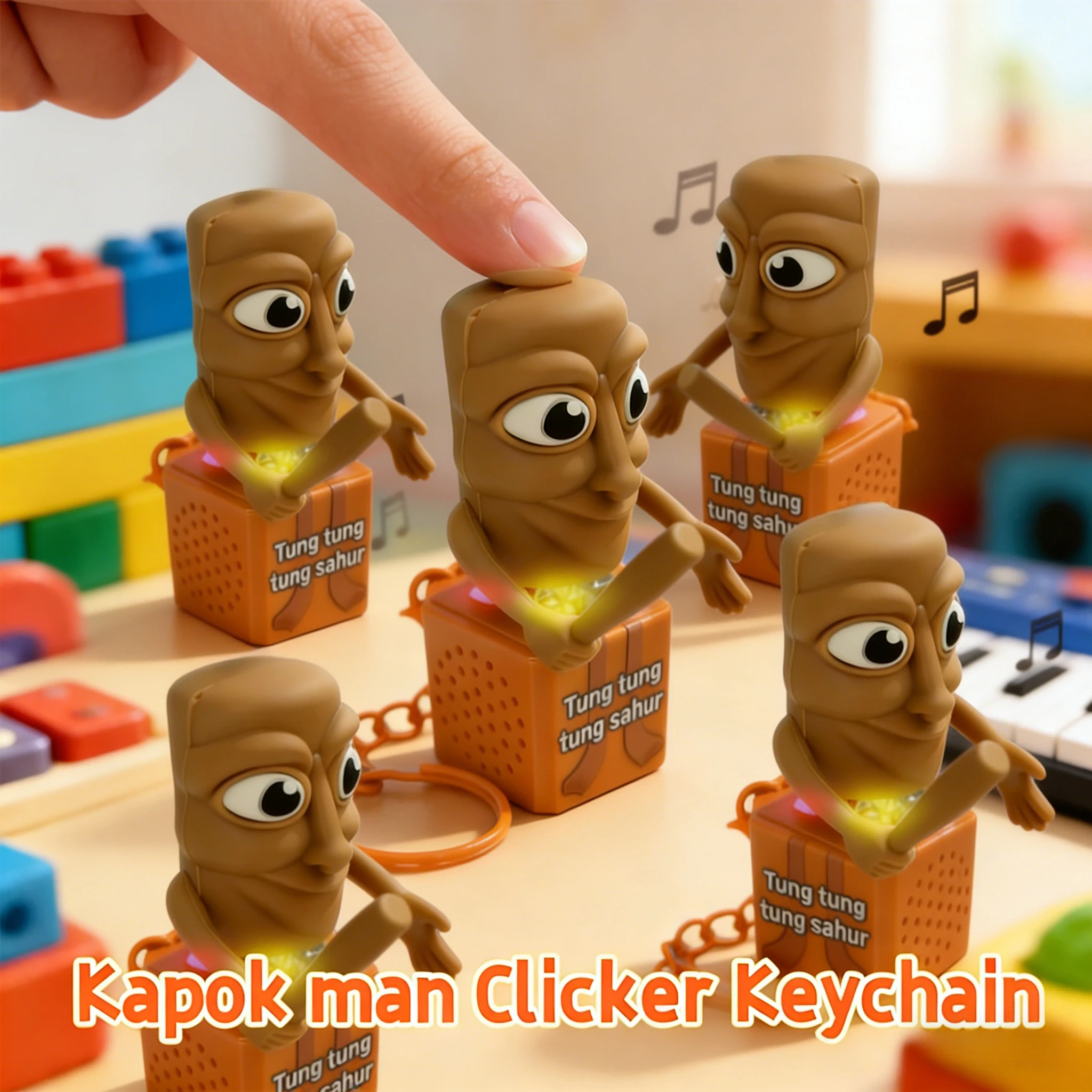 

Брелок-подвеска Tung tung tung Sahur: деревянная фигурка-стикмен, светящийся брелок-пуговица, аниме-аксессуар, декор, подарок