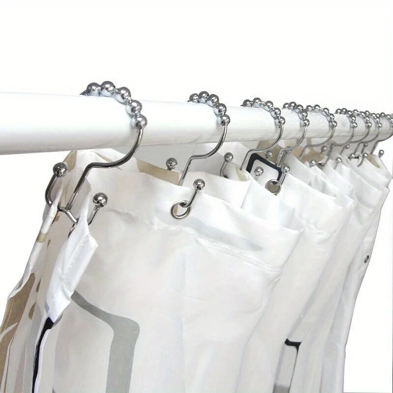 Stainless Steel Double Slide Shower Curtain Hook With Ball Bearings - Suitable For Bathroom Shower Rods