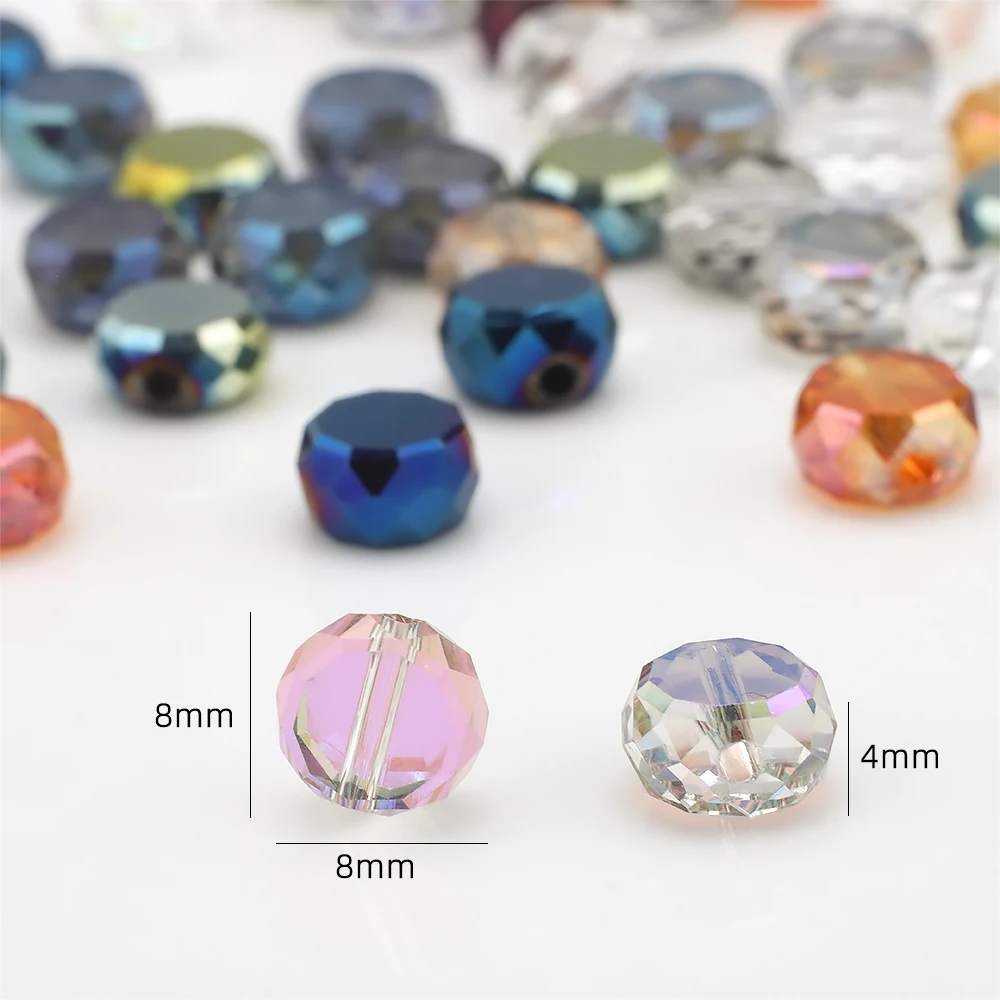 الخرز الزجاجي الكريستالي السائب لصنع الحلي ، شكل دائري مسطح الظهر ، أقراط تصنعها بنفسك ، قلادة ، خياطة ملابس ، 8 أو 50 أو #2
