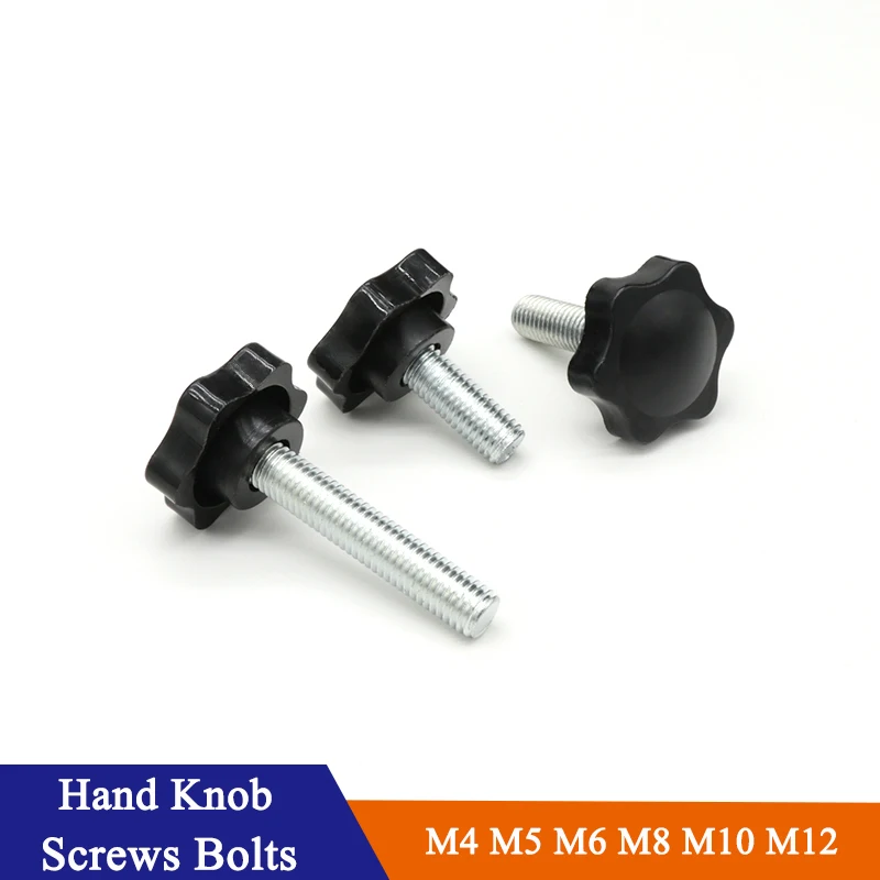 

5/10pcs M4 M5 M6 M8 M10 M12 Hand Knob Screws Bolt Plastic Star Shape Head Thread Clamping Thumb Handle Machine Screws