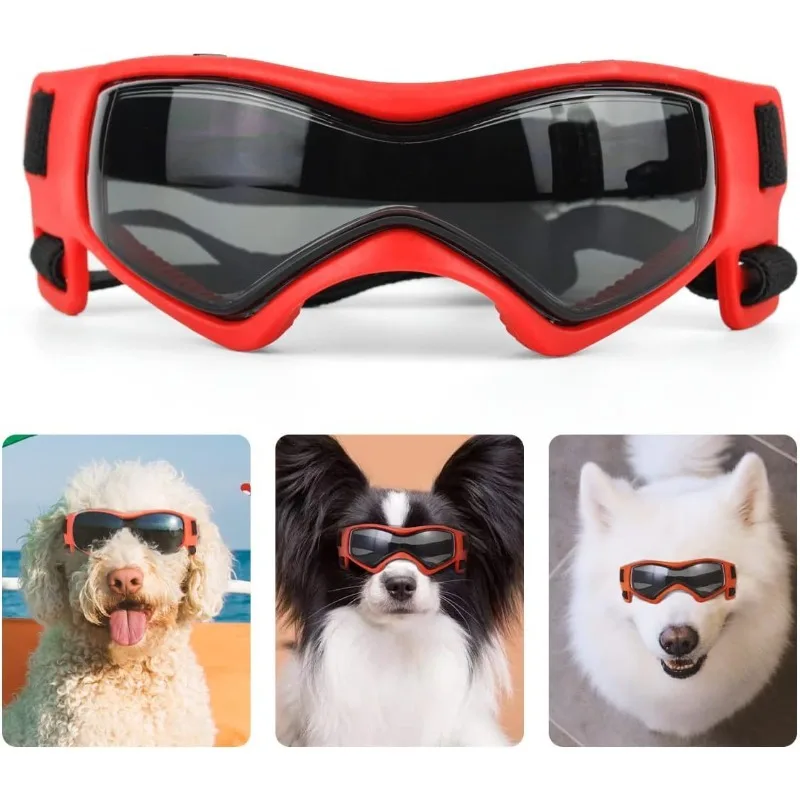 Dog Goggles Small Breed Dog Sunglasses Adjustable Strap for Small Breed UV Protection Eyewear for puppy Outdoor Riding Driving