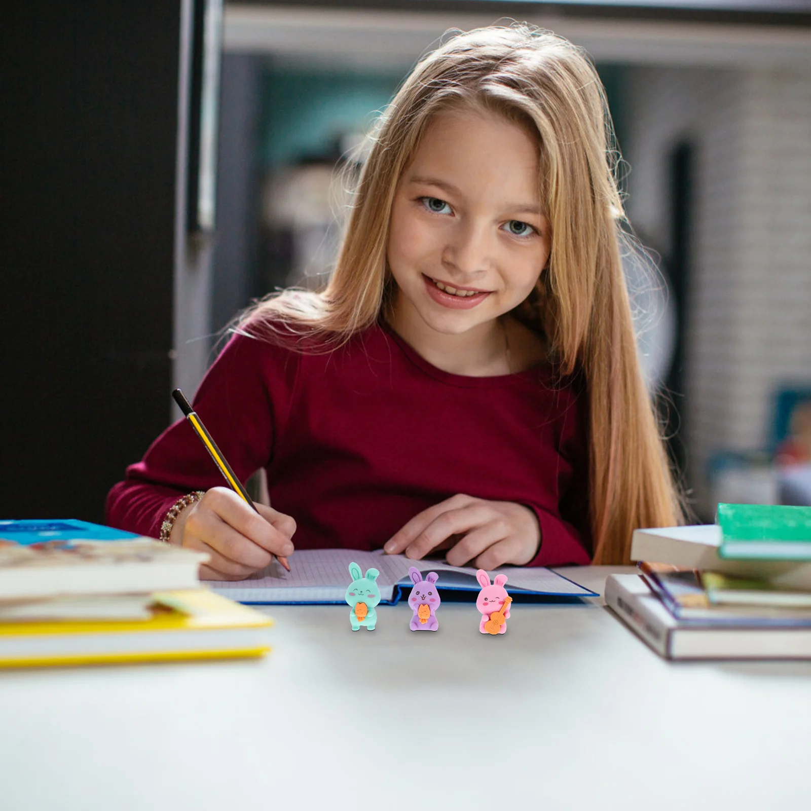 

10Pcs Cute Cartoon Rabbit Erasers Bunny Shape School Supplies Classroom Prizes Party Favor Mini Erasers Teacher Supplies