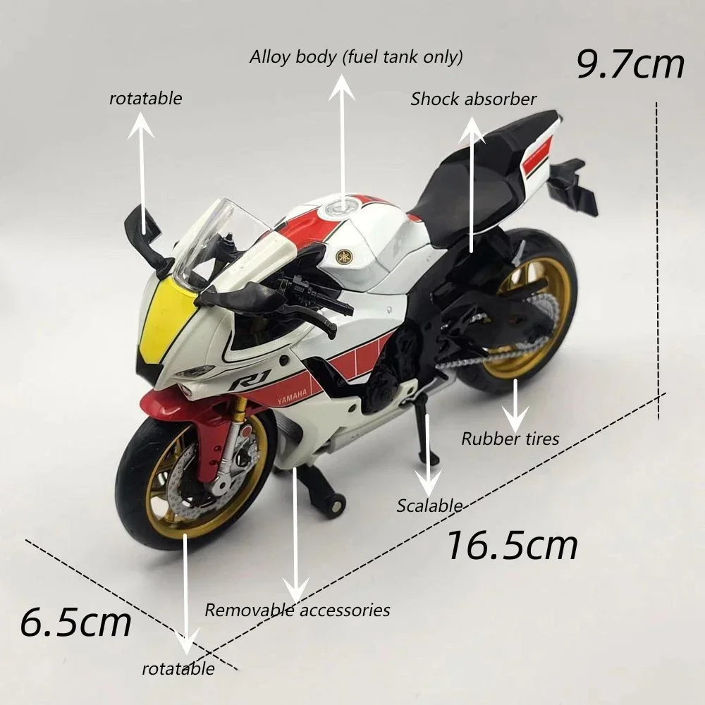 1:12 Scale Yamaha YZF-R1M Motorcycle Model Toy Alloy Diecast Simulation Models Motor Cycle Collection Decoration Boys Toys Gifts