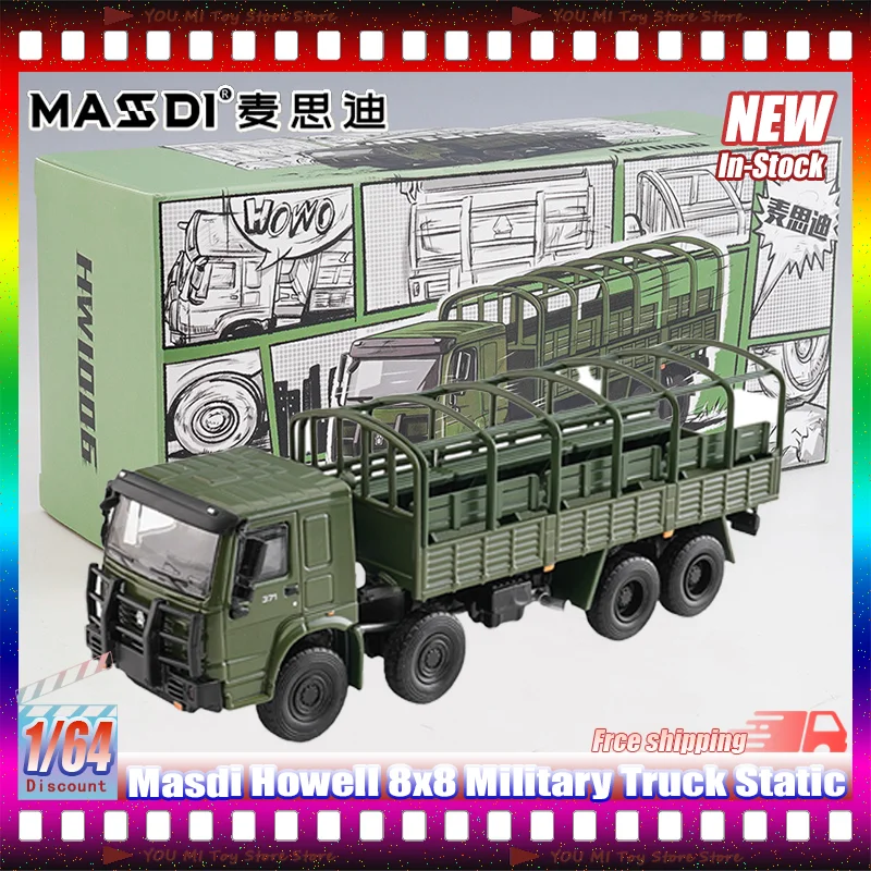

New In Stock 1:64 Masdi Howell 8x8 Military Truck Static Simulation Alloy Micro-Die-Casting Car Model Custom Children'S Toy Gift
