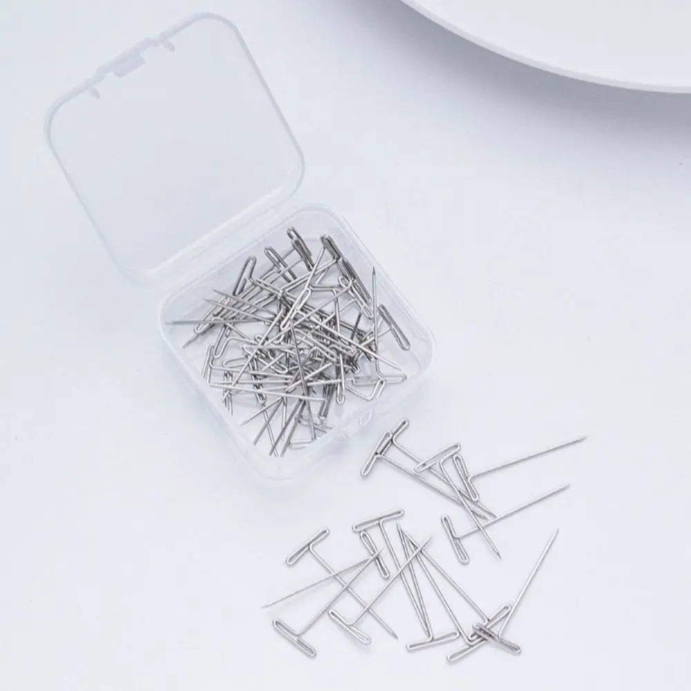 100Pcs 27/32/38/45/51/53mm T Pins Sharp Point Professional Blocking Knitting Pins Straight Pins Multi-Purpose