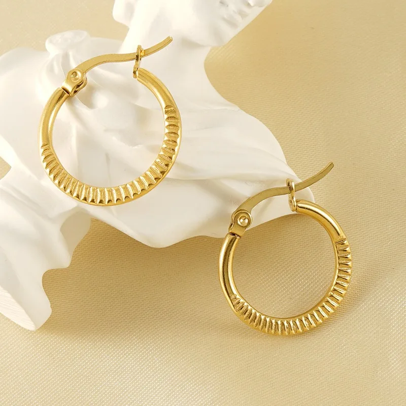 

Titanium Steel Round Earrings Earrings Women's Simple Temperament Earrings Light Luxury High-end Earrings