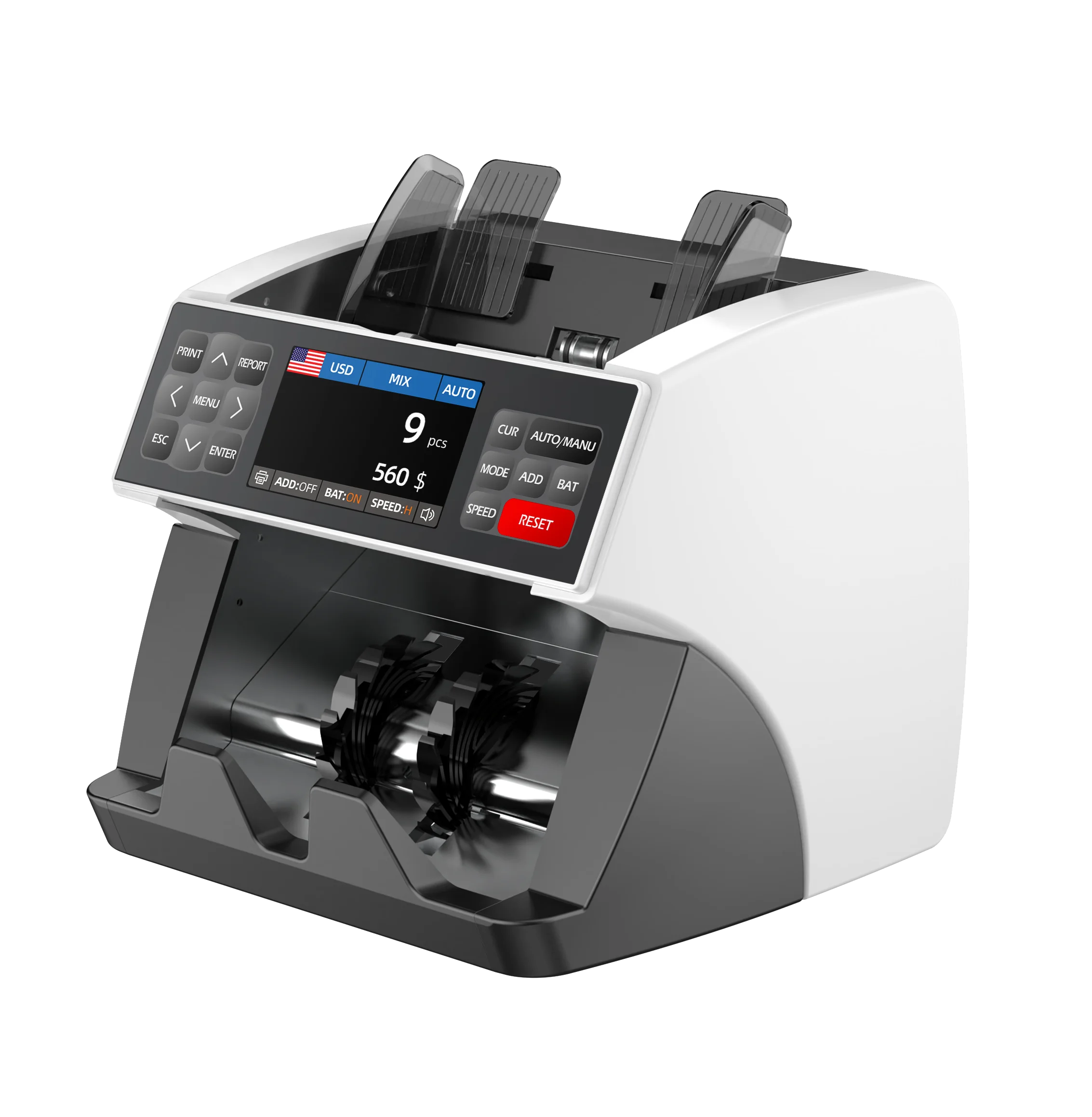 Mixed Denomination Money Counter UV MG Counterfeit Detector Multi-Currency USD EUR Fast Multi-Language Count  Office