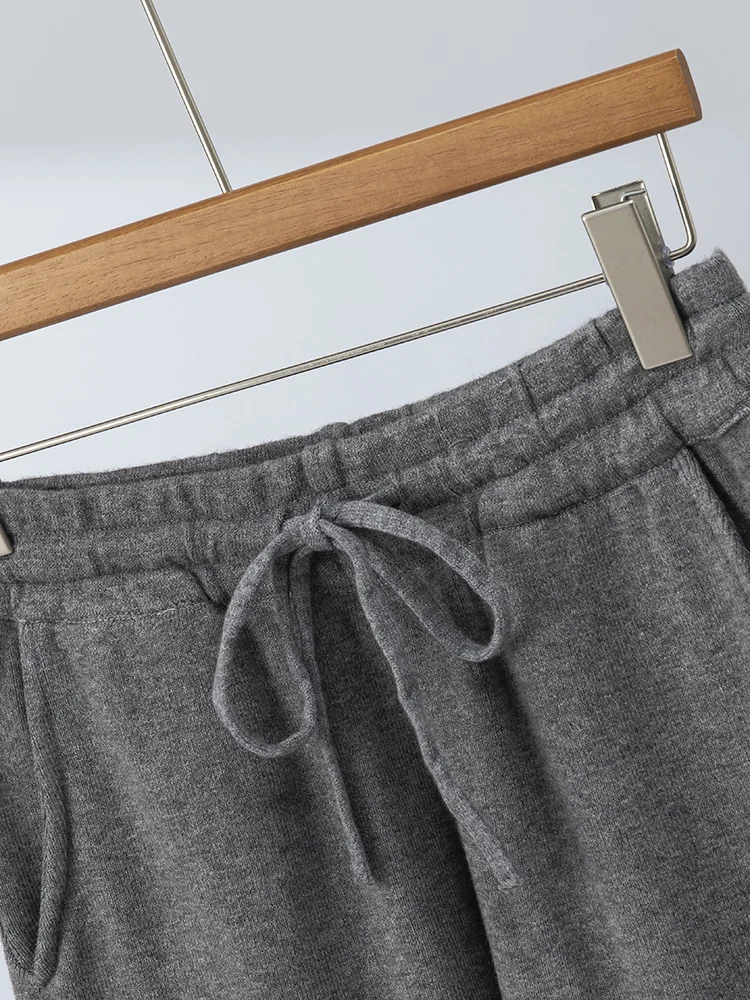 2025 New Women Cashmere Trousers Elastic Leg Pants Autumn Winter  Cashmere Knitwear Pockets Pencil Pants Drawstring Pants women