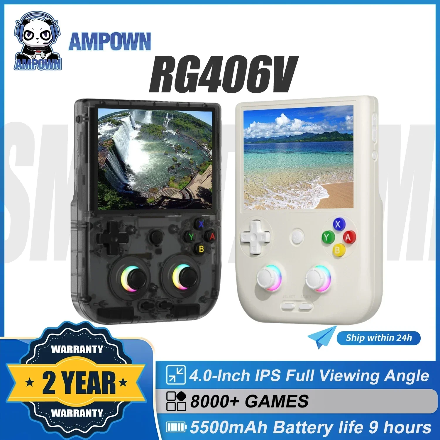 AMPOWN ANBERNIC RG406V Handheld Game Players 4'' Touch Screen Android 5500mAh Video Game Console Retro Portable Game Console