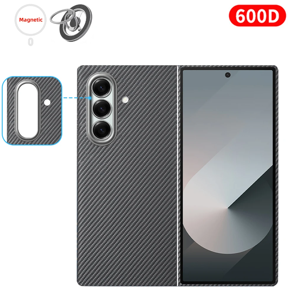 Voor samsung z fold 7 carbon case 600d kevlar aramidevezel magsafe stof ultradunne harde cover magnetische balck Slim light premium