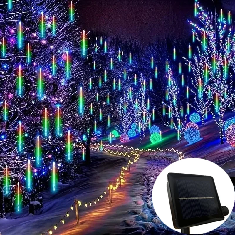 

Outdoor Solar LED Meteor Shower Fairy Light 30/50cm Street Garland Christmas Decoration Holiday String Lamp 8 Tubes Garden Decor