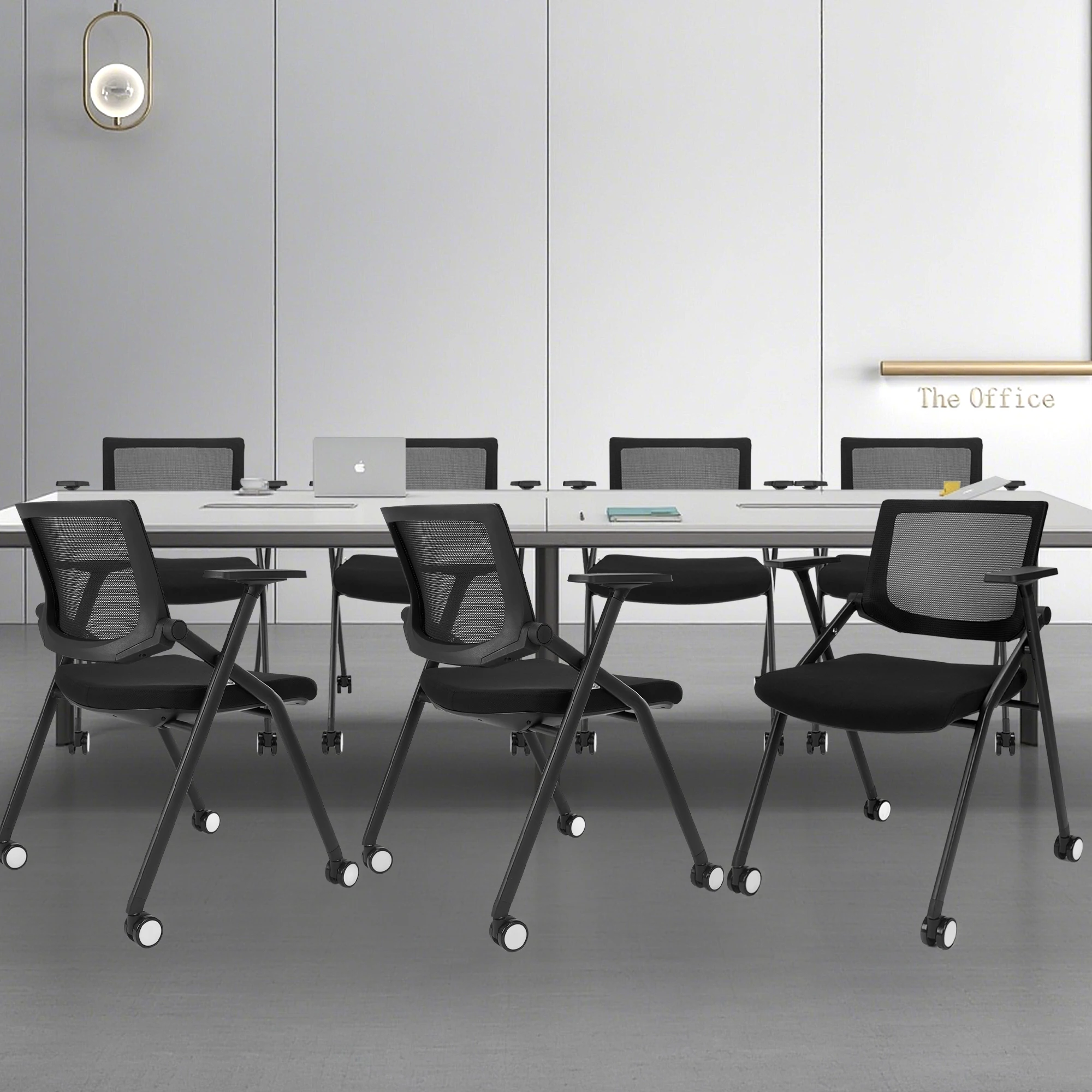 

US Warehouse Stock Office Conference Chairs | Folding Stackable Mesh Back Plastic Steel Frame Training Chairs