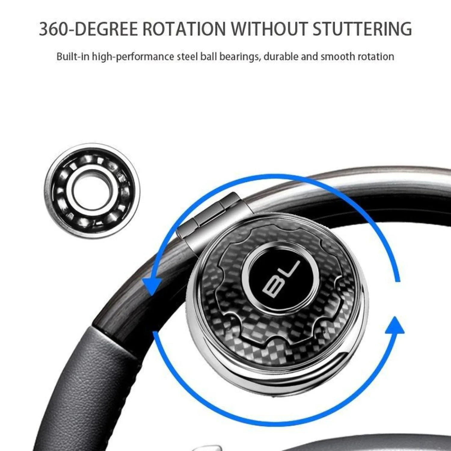 Lenkradknopf, Auto-Lenkradknopf im Kohlefaser-Stil, Auto-Lenkrad-Rotator, Auto-Innenzubehör, Griff