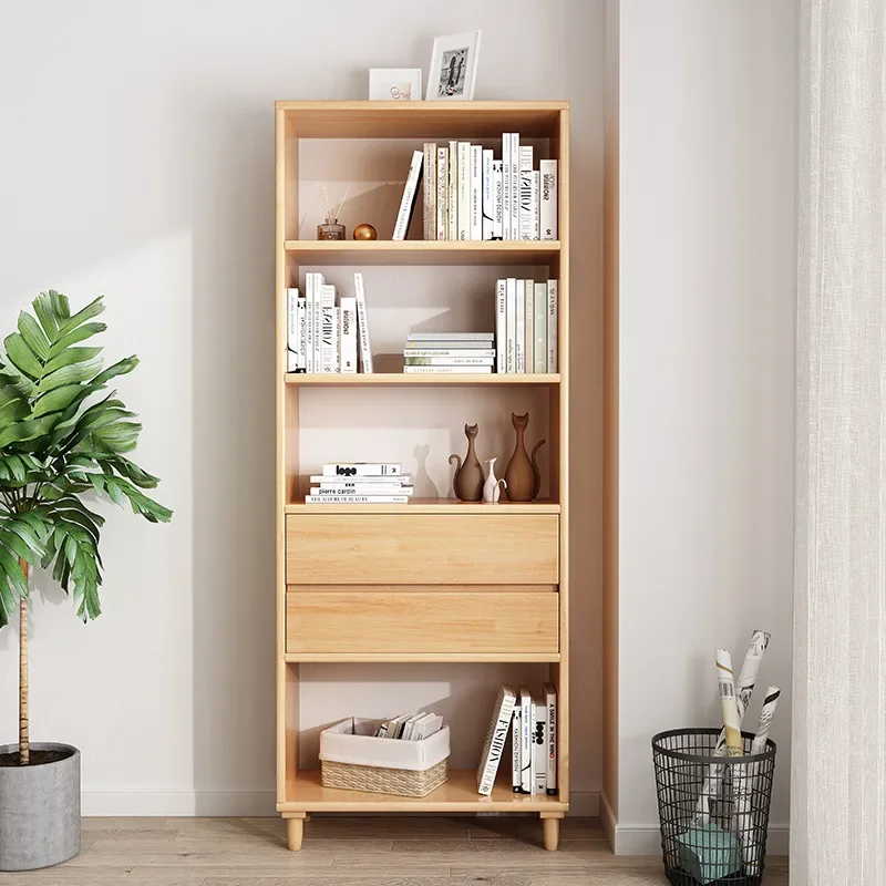 Solid wood bookcase bookshelf floor-to-ceiling all solid wood modern simple living room shelf home