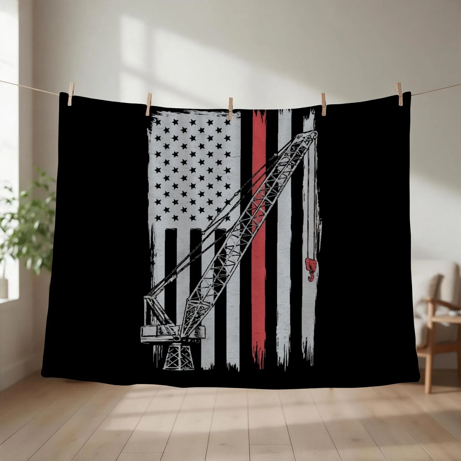 Crane Operator With Vintage Background Throw Blanket couch cozy soft plush fuzzy picnic outdoor blanket