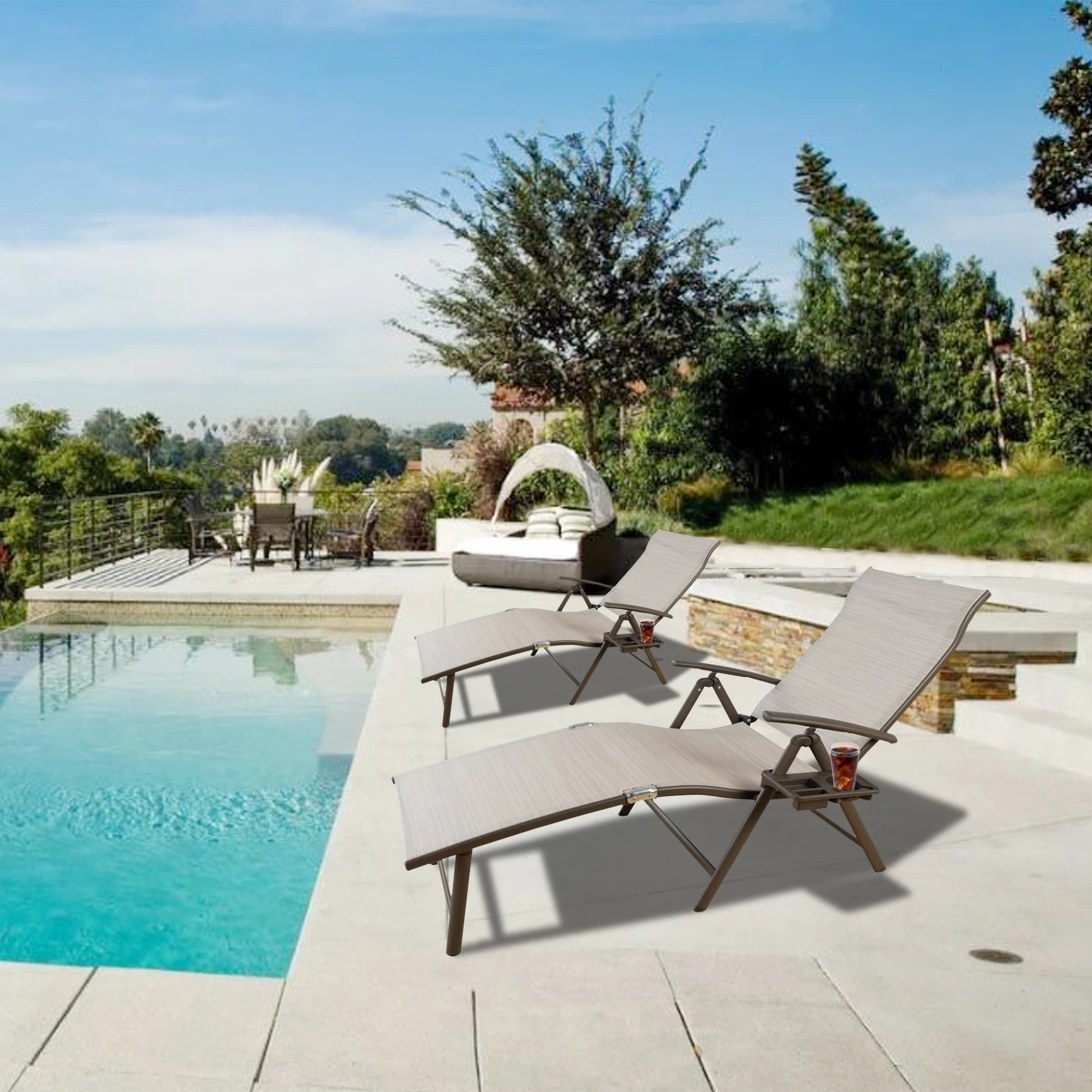 

Outdoor Aluminum Frame Sun Loungers Beach Pool Daybed for Hotels Garden Patio Living Room Use