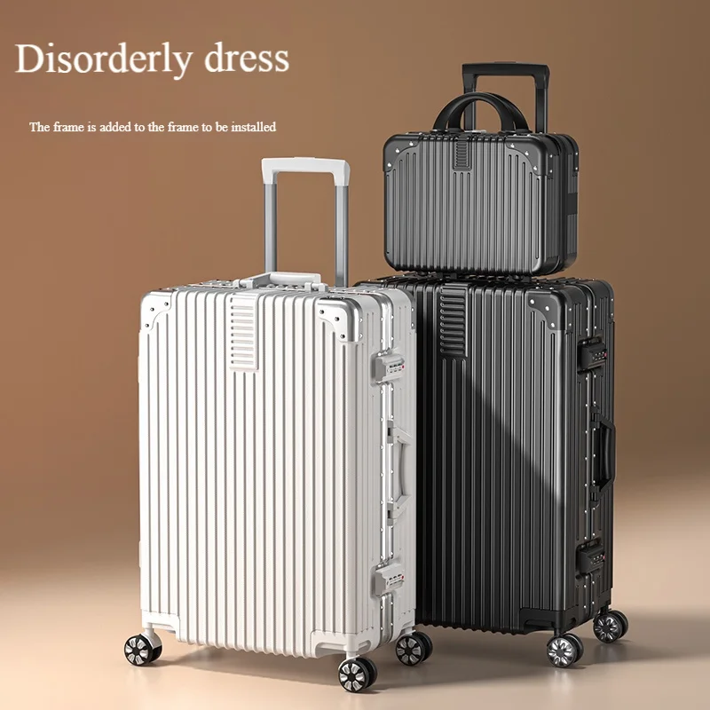 100% Aluminum Magnesium Alloy Travel Luggage Trolley Luggage 20 22 24 26 28 Inch Trolley Luggage Carry-On Luggage With Cup Holde