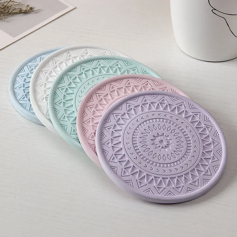 Round Coaster Coffee Coaster Tray Mold DIY Resin Silicone Mold Epoxy Resin Plaster Concrete Wine Glass Cup Mat Mould Home Decor