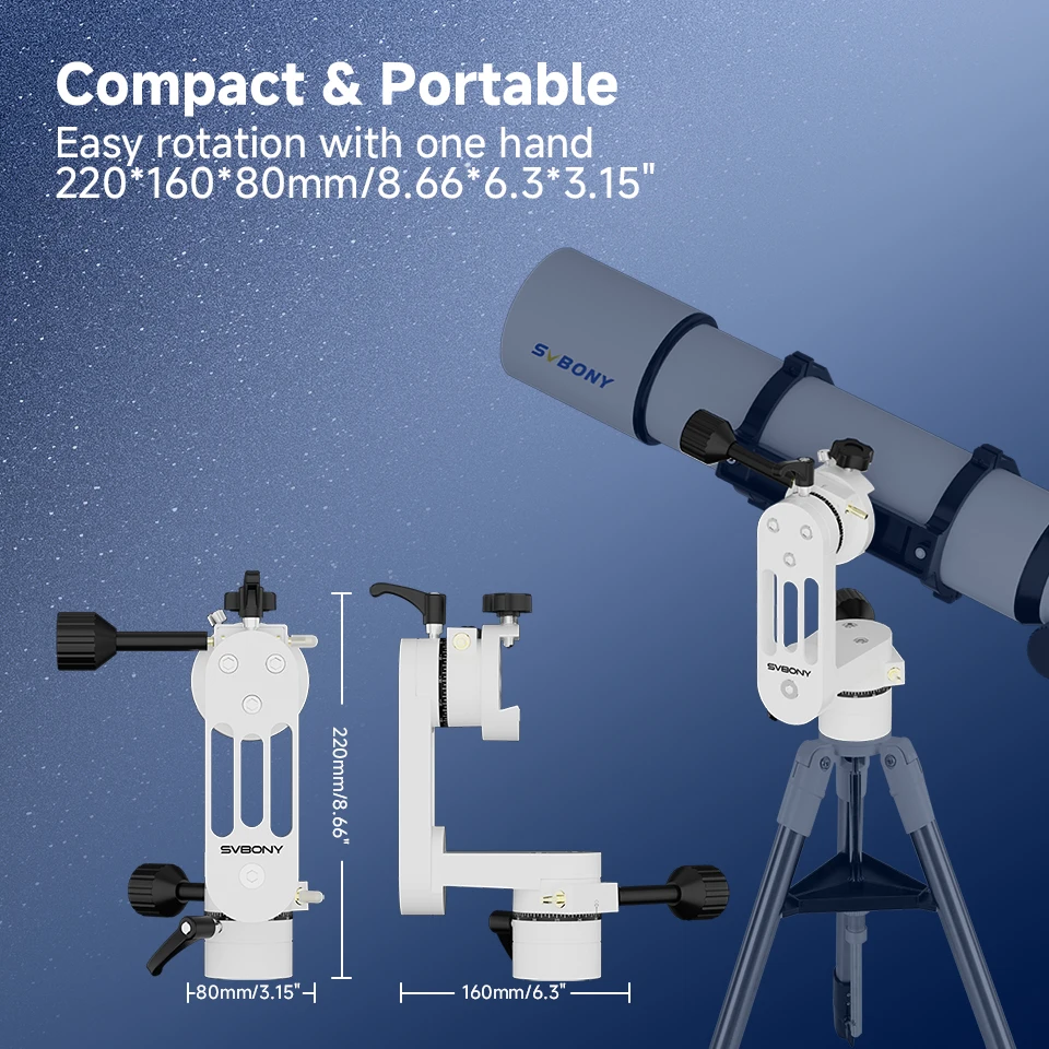 Svbony SV225 MINI Alt-Azimuth-Teleskophalterung, verstellbarer Winkel für Astronomie, Sternenbeobachtung, Vogelbeobachtung – Detail 29