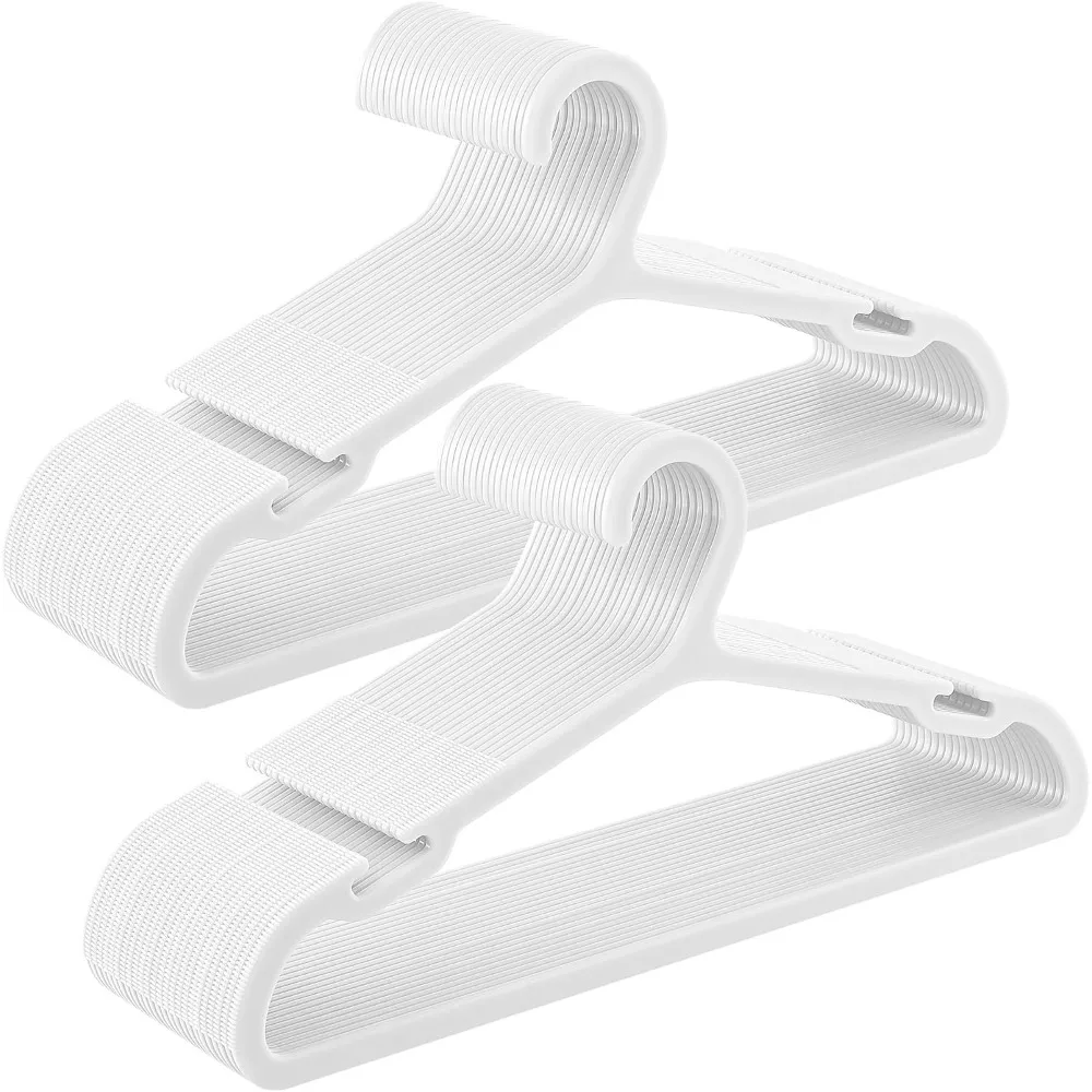 

Clothes Hangers, Pack of 50, Plastic Hangers, with Wide Shoulder Notches, Space-Saving Coat Hangers, 16.4 Inches Wide, for Clos