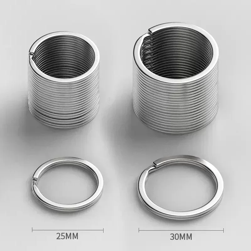 20/60/120pcs Car Stainless Steel Key Rings Round Flat Line Split Rings Keyring for Jewelry Making Polished Keychain DIY Findings