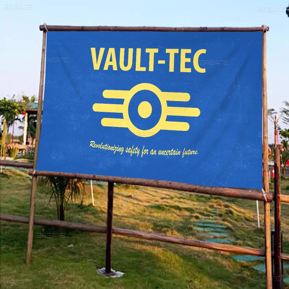 Games V-Vault T-Tec Logo DIY Flag For Family Group Photo Living Room Home Dorm Decor Wall Art Decor Banner