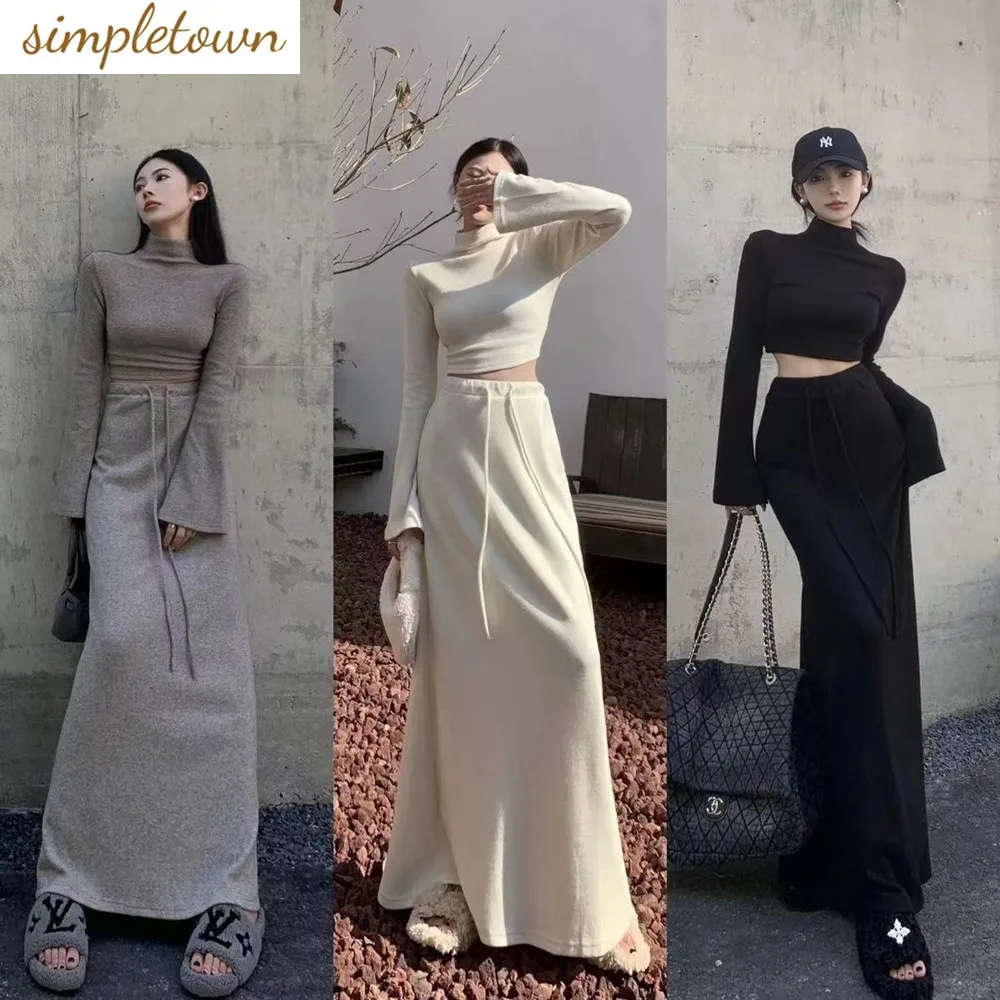 

Fashionable Temperament Spring and Autumn New Half High Neck Short Top High Waist Hip Hugging Half Skirt Two-piece Set