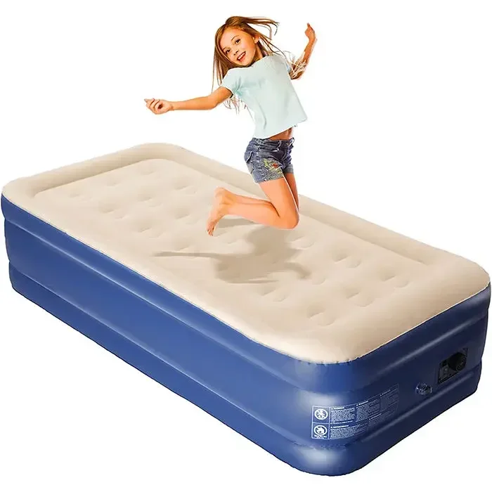 Electric Inflation air mattress hot selling Blow Up Air Bed Soft Plush Flocking Mattress Durable Automatic