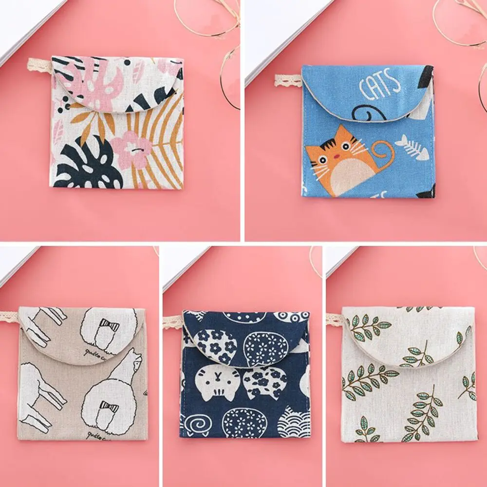 Women Cartoon Sundries Napkin Jewelry Organizer Credit Card Bag Mask storage bag Makeup Bag Sanitary Pad Storage Bag Coin Pouch