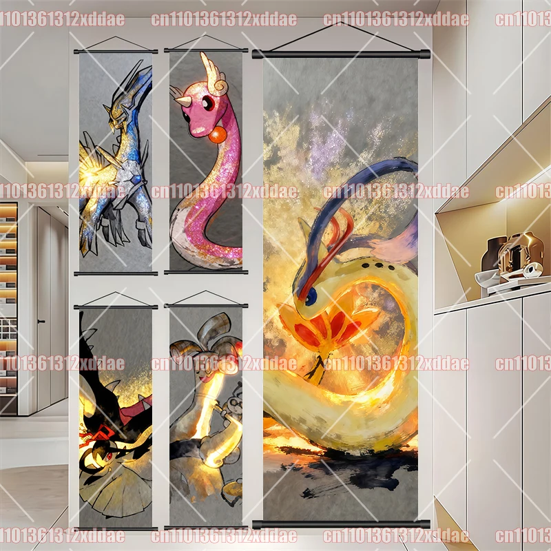 

Pokémon Art Scroll Painting Dragonair Kyogre Pikachu Jigglypuff Togepi Anime Poster Hanging Decoration Children's Birthday Gift