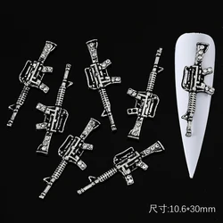 10PCS Metal Alloy Gun Shape Nail Charms Gold/Silver Rifle Pistol Design Jewelry Press on Nails Manicure Decoration Nail Parts &*