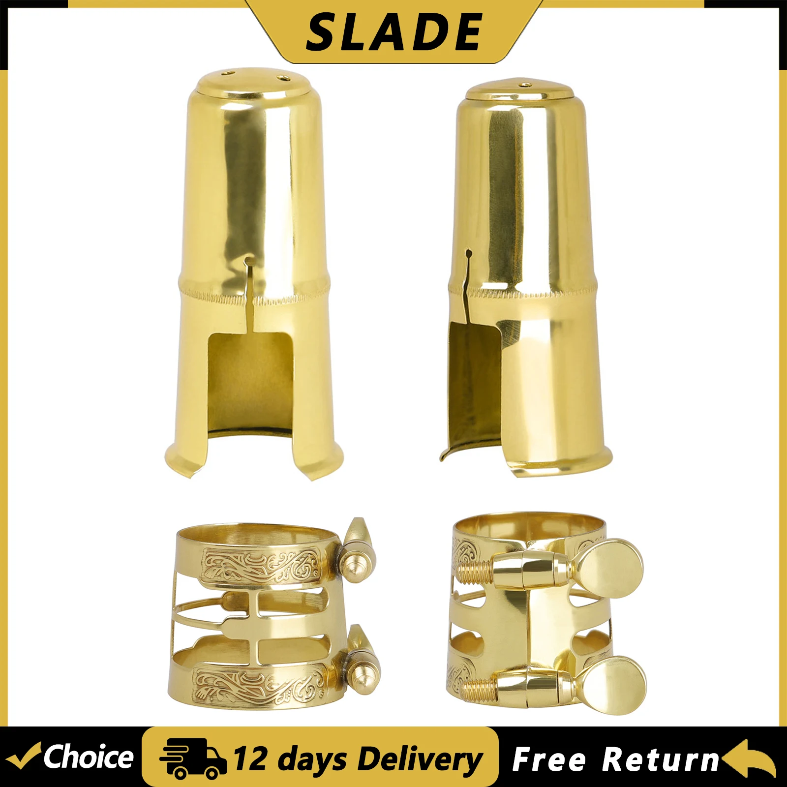 SLADE Alt-Tenorsaxophon-Mundstückclip Metall-Mundstückkappe Saxophon-Mundstückabdeckungsclip Holzblasinstrument-Teile Zubehör