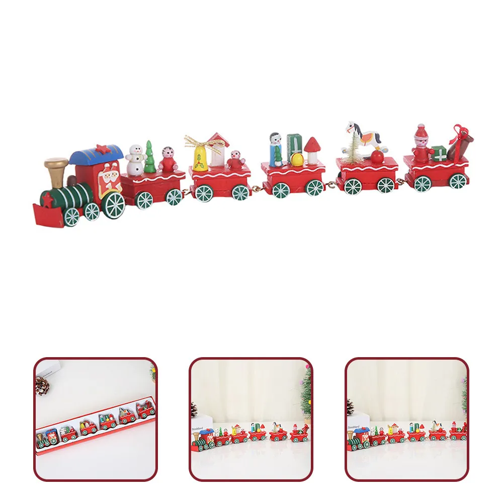 

1Set Christmas Train Wooden Decor Premium Wood Xmas Holiday Party Decoration Christmas Train Set Festive Home Ornament