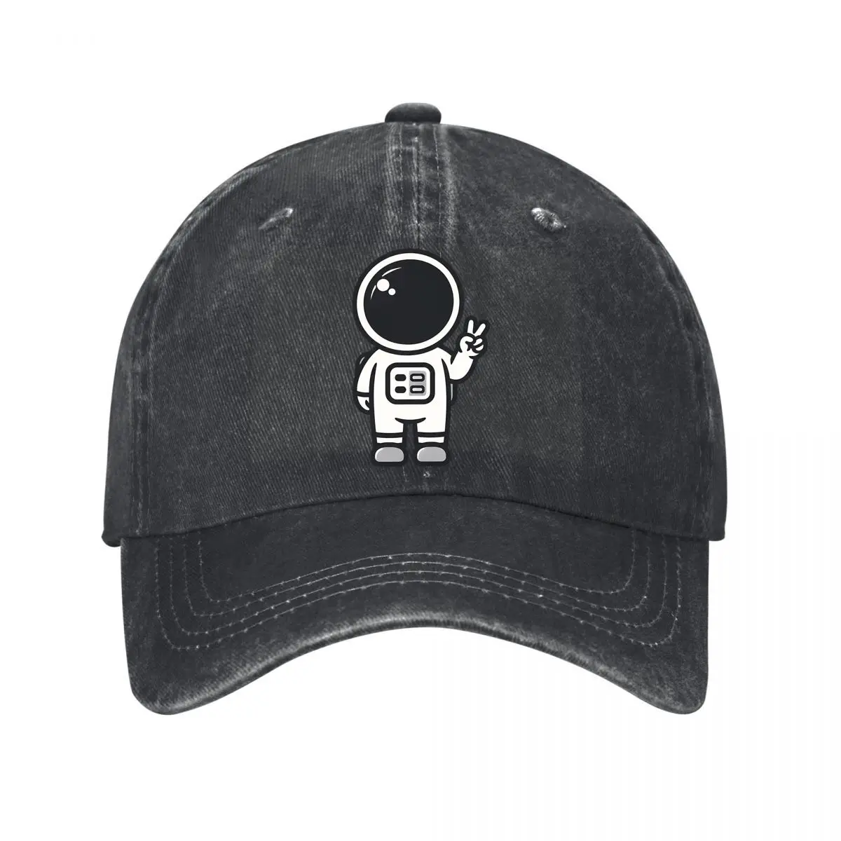 Cute Astronaut Peace Sign Cartoon Space Character Washed Baseball Cap Hip Hop Sun Hats