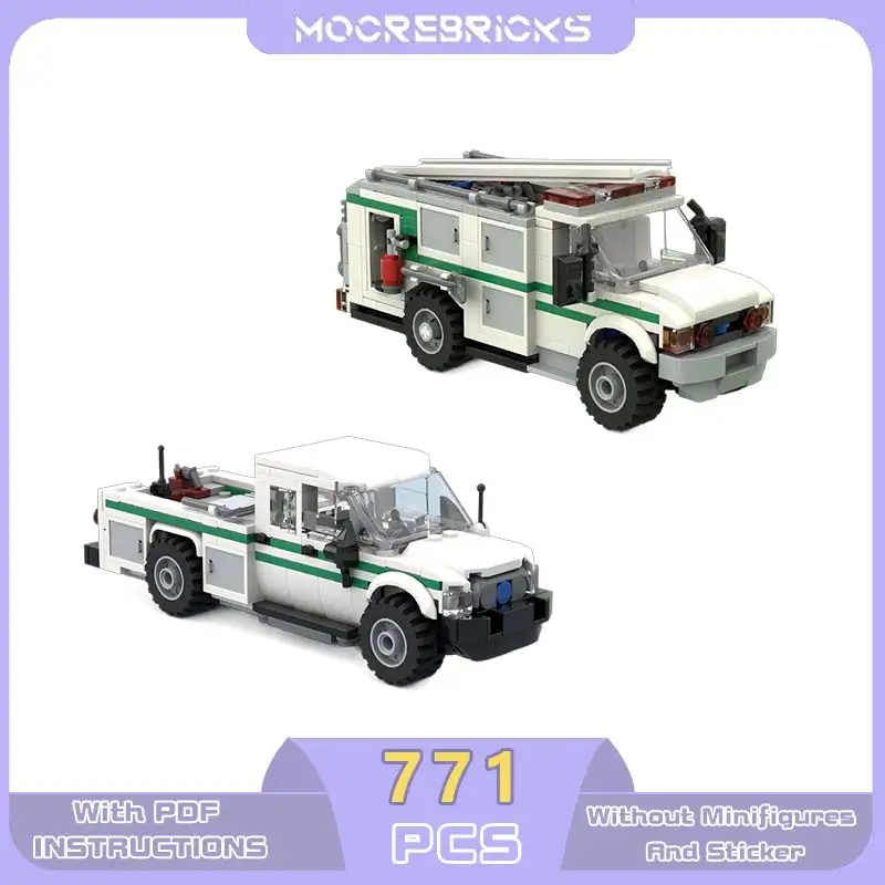 

Forest Fire Service 6 Pack Crew Truck Medium Brush Type 6 Vehicle MOC Building Block Assembly Model Bricks Toys For Boys