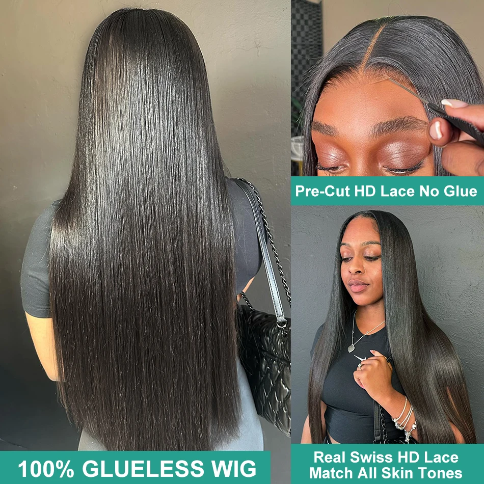 MELODIE 220 Density Glueless 5x5 Human Hair Wig 40 42 Inch Bone Straight Lace Front Wigs Preplucked Ready To Go Remy