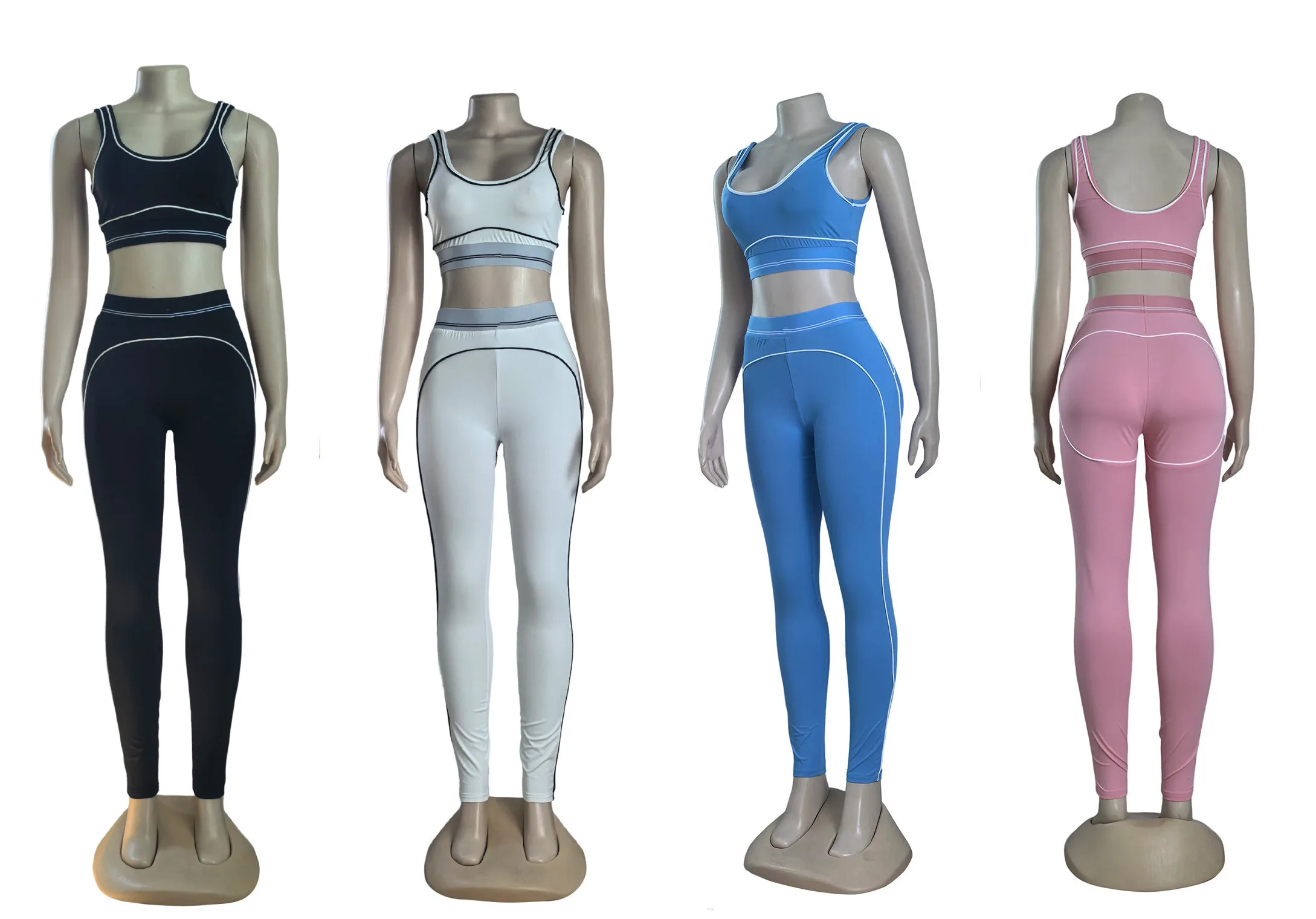 Q6256 El nuevo conjunto de moda de yoga de verano, camisetas sin mangas deportivas para fiestas y conjuntos de ejercicios que mejoran los glúteos vienen en tres opciones de color.