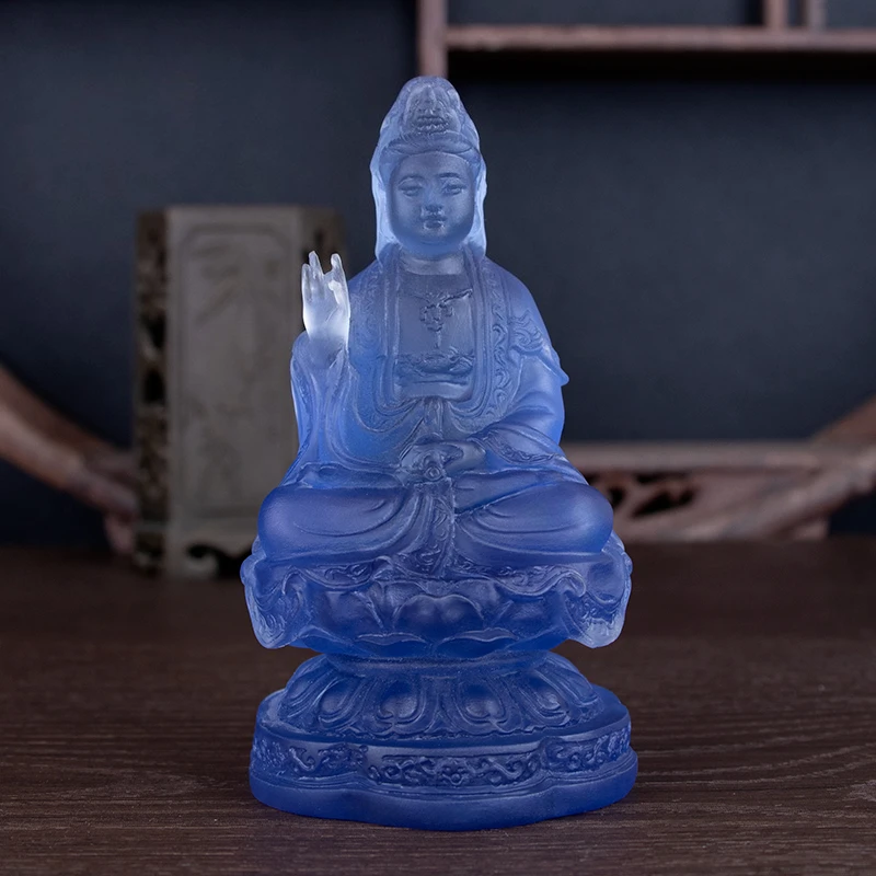 Guanyin Bodhisattva with Pure Water Vase Statue: Home Living Room, Prayer Room, or Temple Desktop Ornament