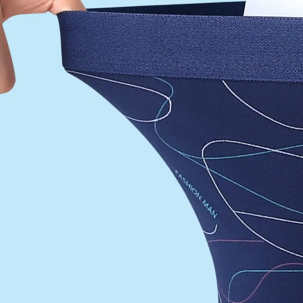 

4Pcs Simple Stripe Letter Men's Flat Panties Large Size Mid Waist Sporty Boxers Shorts Seamless Underpants Men's Underwear Gifts