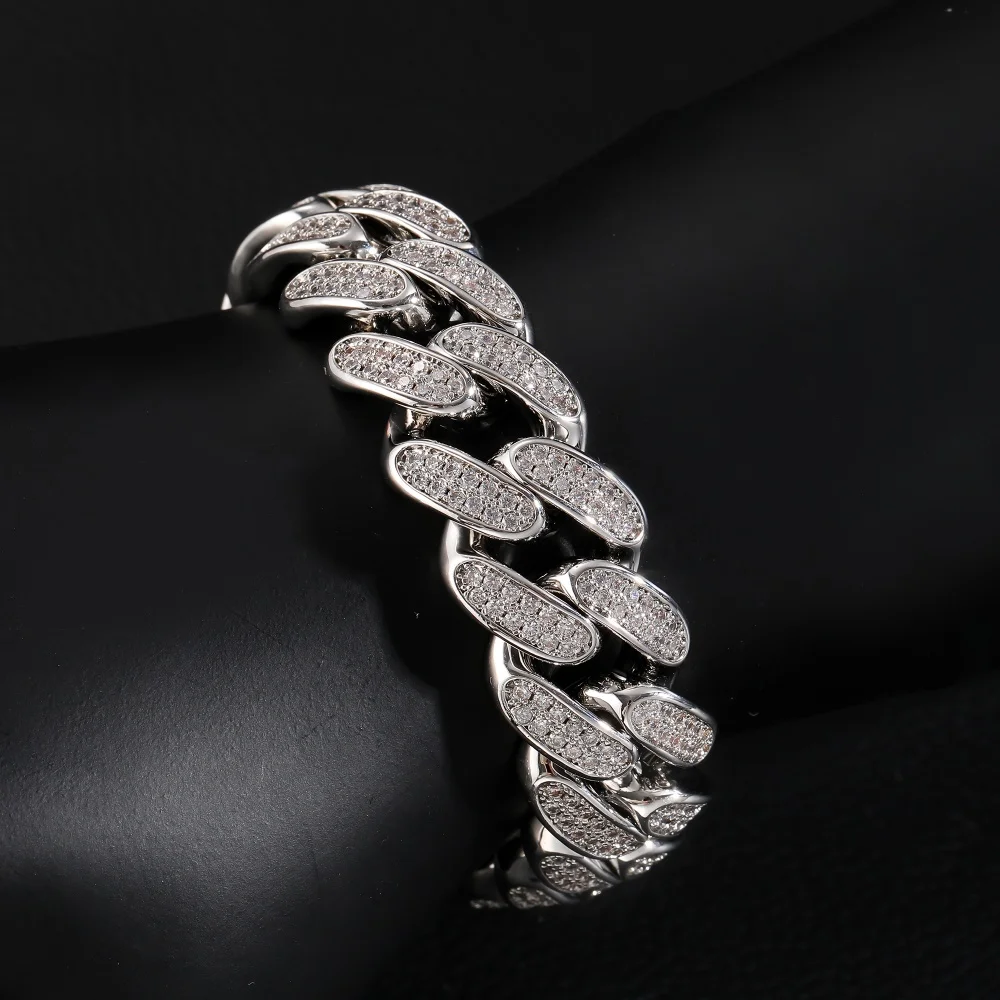 Unisex Cuban Bracelet Iced Out 5A+CZ Stones Fashion Hiphop Men Women Jewelry Luxury Hip hop Accessory Spring Clasp Gift For Him