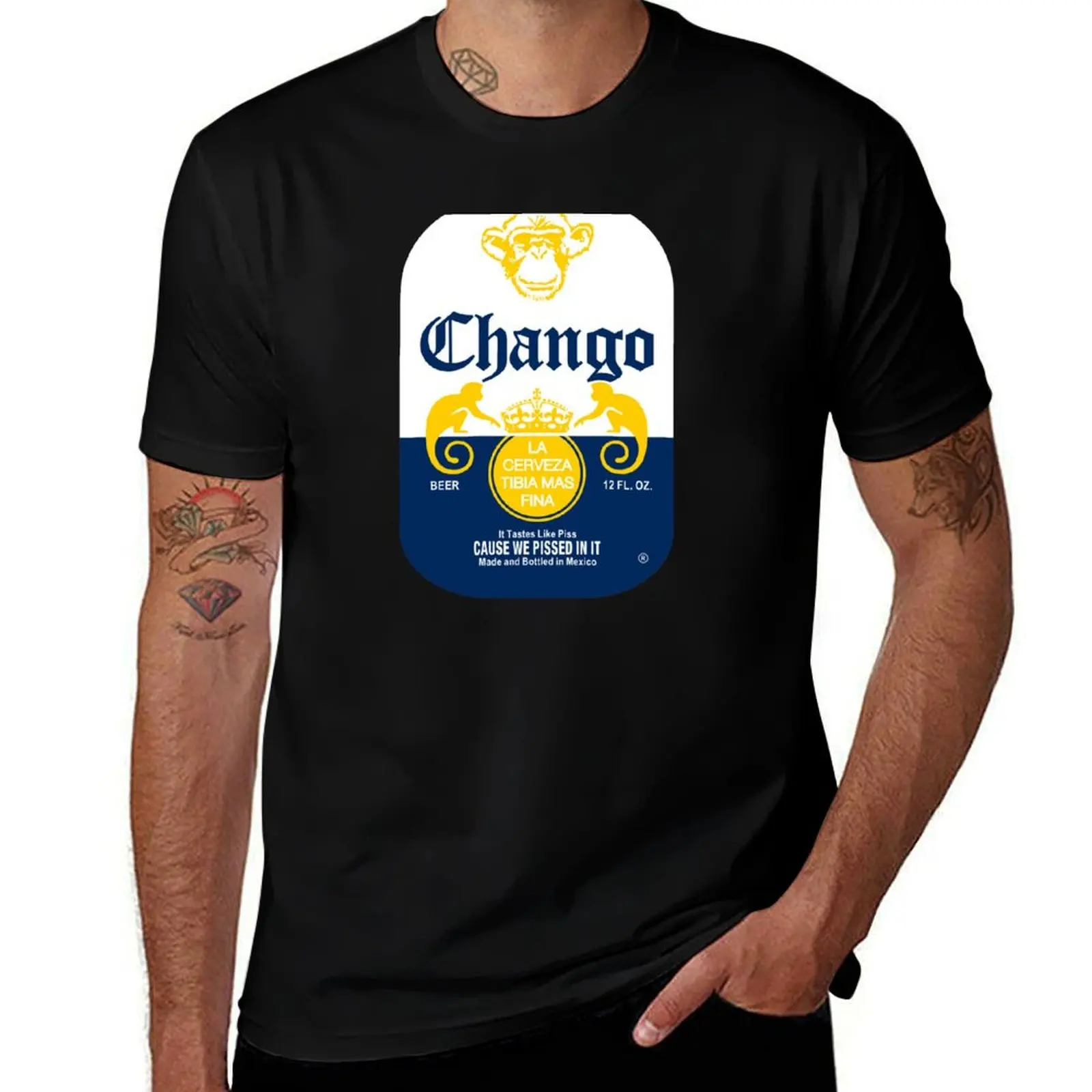 

Chango - The Finest Warm Beer in Mexico - Cause We Pissed In It!! Desperado Shirt T-Shirt Plus Size Outdoor Casual Top