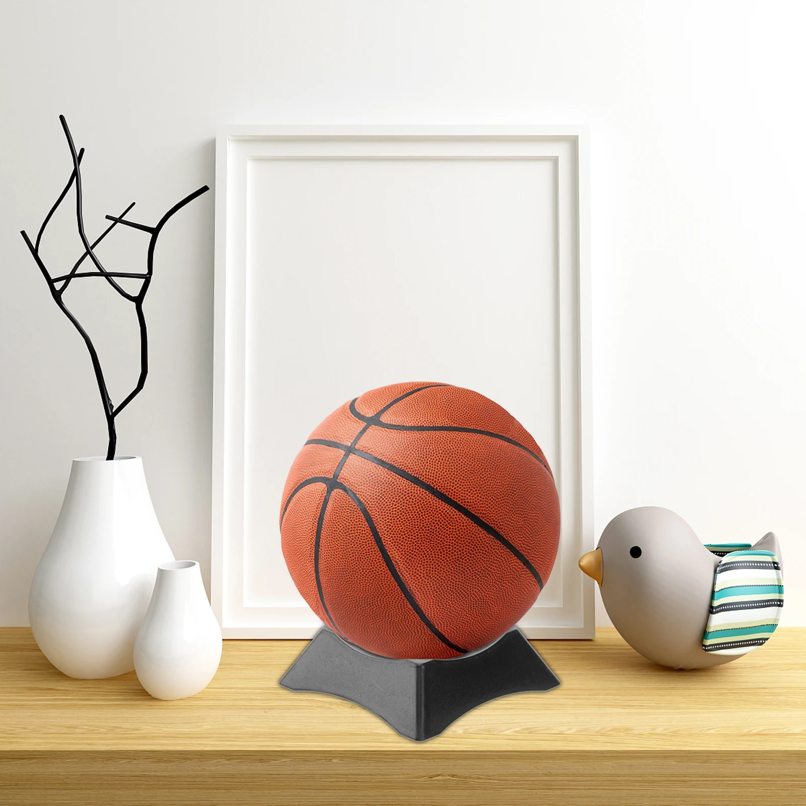 

9 Pcs Basketball Football Display Holder Shelves Support Base Made of High End Plastic Great for Balls Storage Rack Black Color