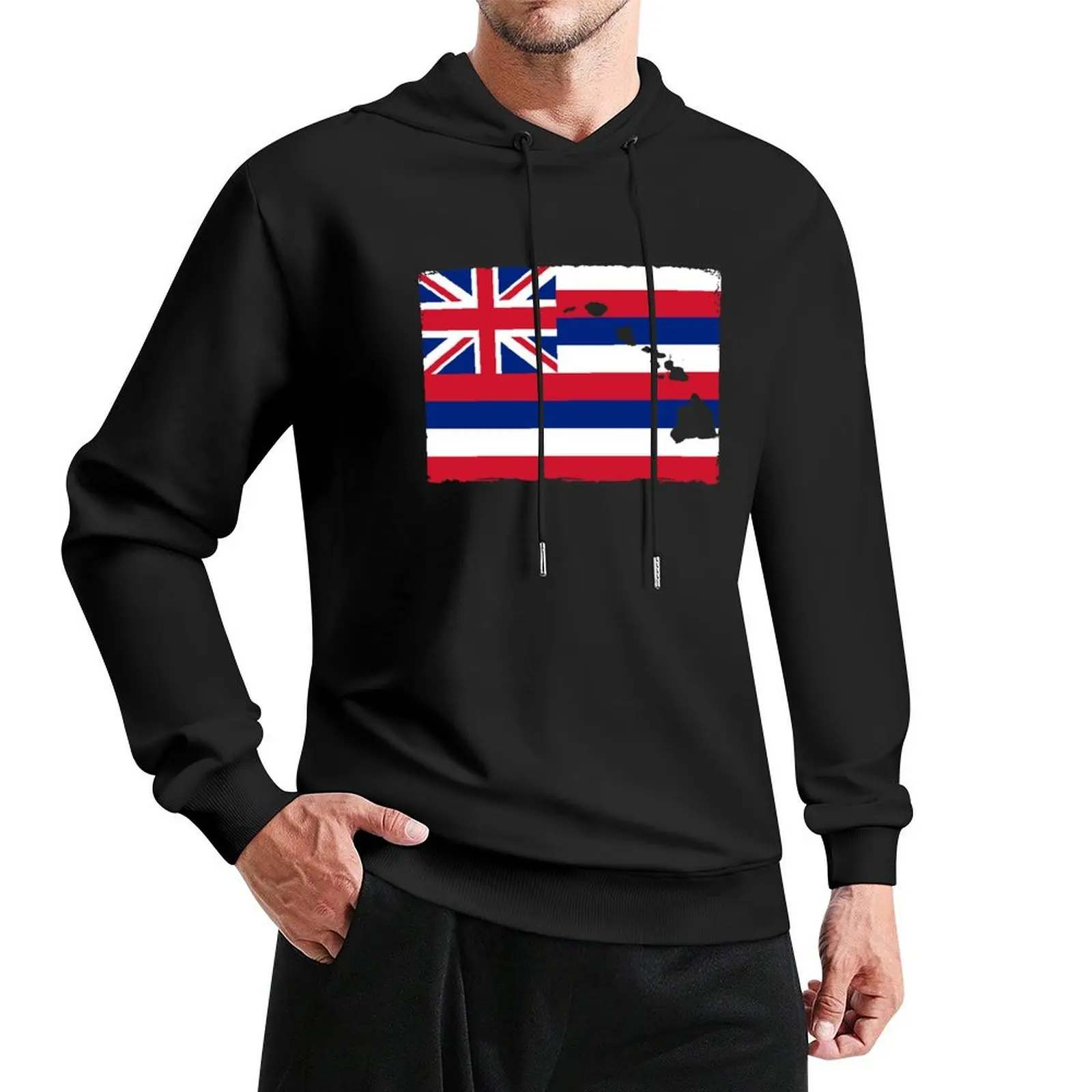 

Hawai'i Flag with the Hawaiian Islands by Hawaii Nei All Day Pullover Hoodie male clothes men's hoodies